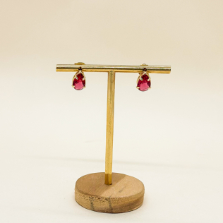 Brinco gota turmalina rosa