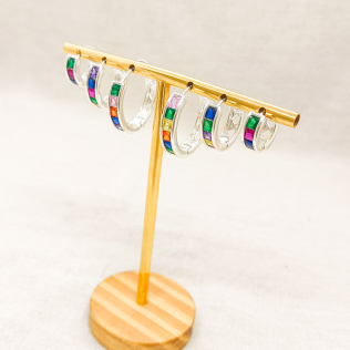 argola zircônias coloridas