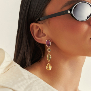 Brinco festa cristais geométricos