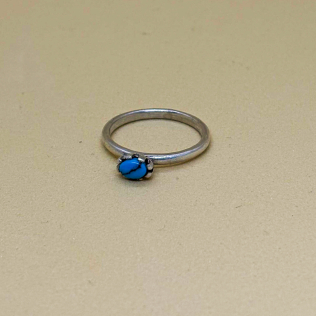 Anel Prata Pedra Azul Turquesa