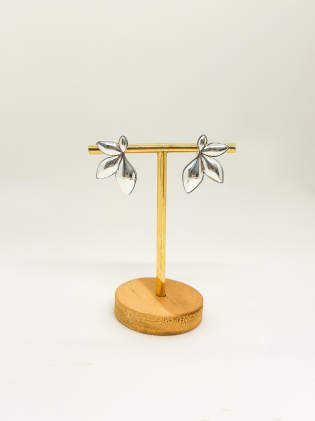 Brinco Folhagem banho de ouro acetinado