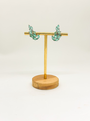 Ear cuff folhagem de cristais azuis