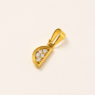 Pingente dourado Melancia com zircônia. 